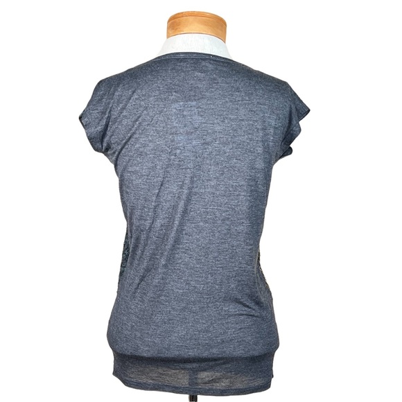 MICHAEL Michael Kors Gunmetal Sequin Scoop Neck Top with Cap Sleeves XS NWT - Picture 5 of 10